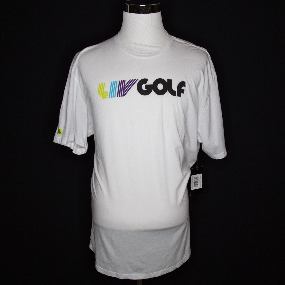NWT Men's LIV Golf Tri Color White T-Shirt Sz 2XL / XXL